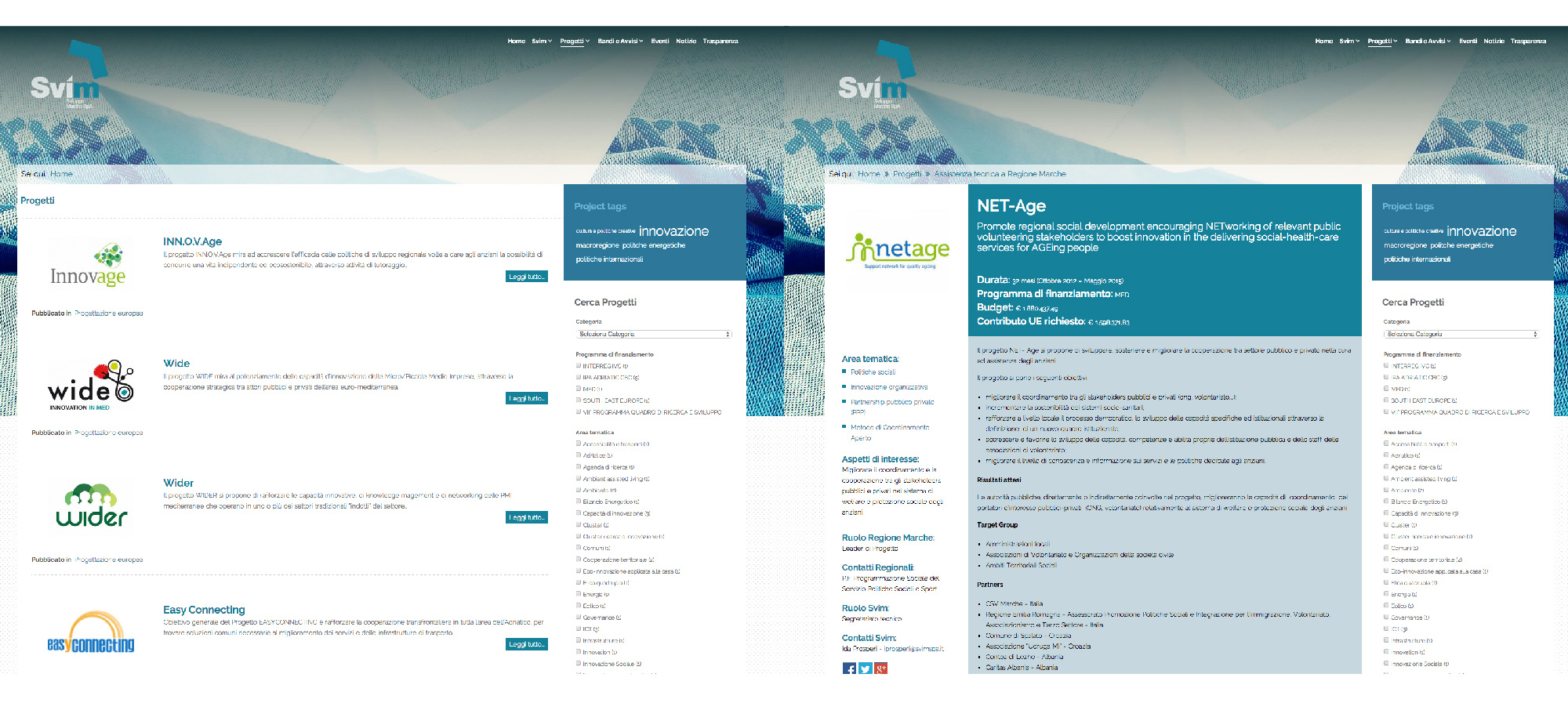 Sito web - Area progetti
